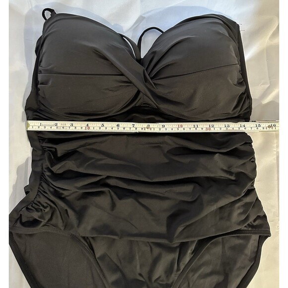 Anne Cole 1 Piece Black Swimsuit Bathing Suit Removable Strap Size 16 - Picture 8 of 9